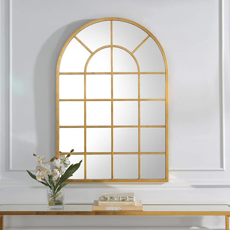 Image 4 Cinnabar Road Zinfandel Gold 30" x 44" Window Pane Wall Mirror more views