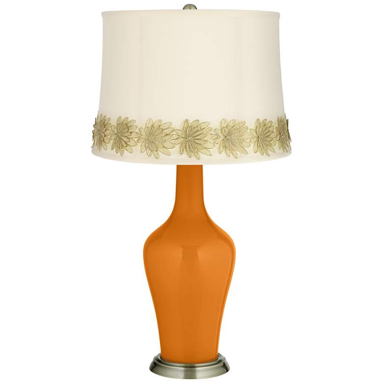 Image 1 Cinnamon Spice Anya Table Lamp with Flower Applique Trim