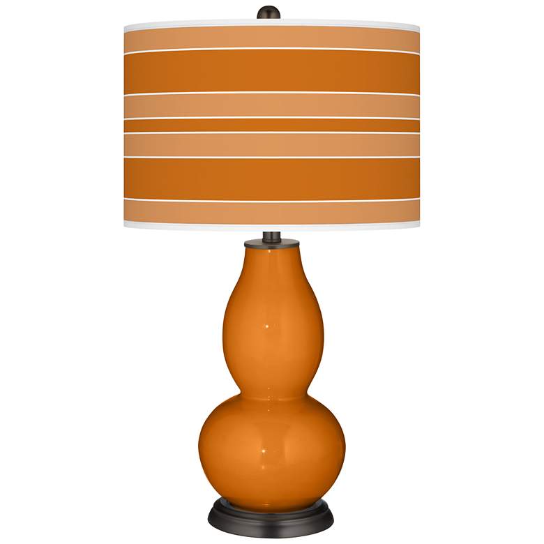 Image 1 Cinnamon Spice Bold Stripe Double Gourd Table Lamp