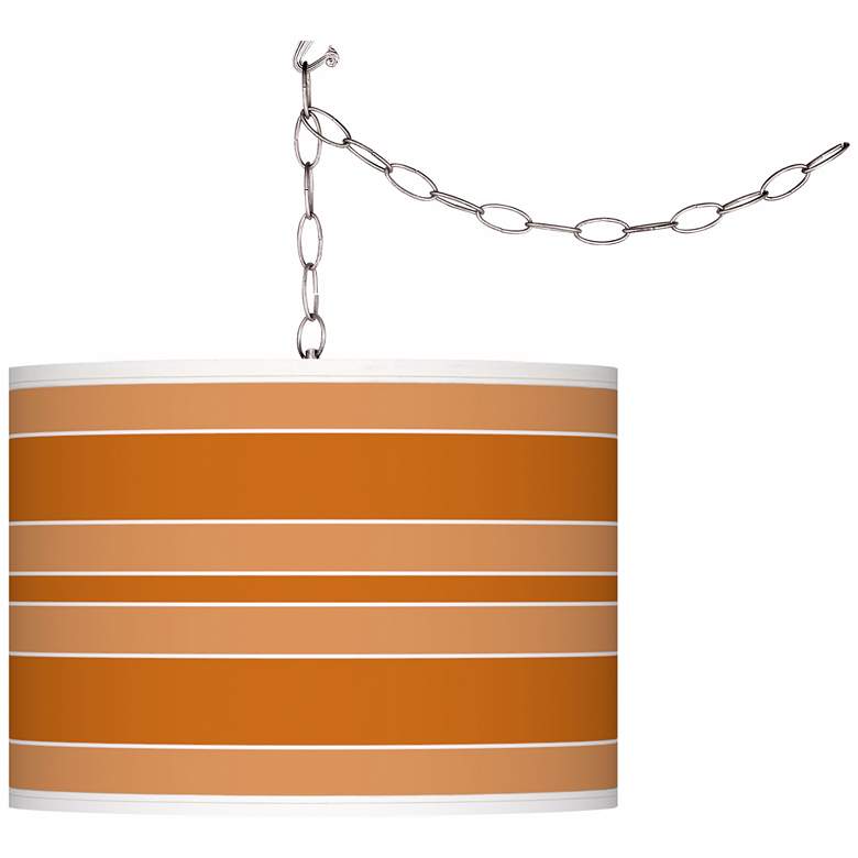 Image 1 Cinnamon Spice Bold Stripe Giclee Glow Plug-In Swag Pendant