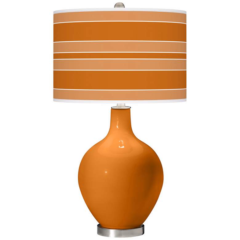 Image 1 Cinnamon Spice Bold Stripe Ovo Table Lamp