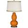 Cinnamon Spice Double Gourd Table Lamp with Rhinestone Lace Trim