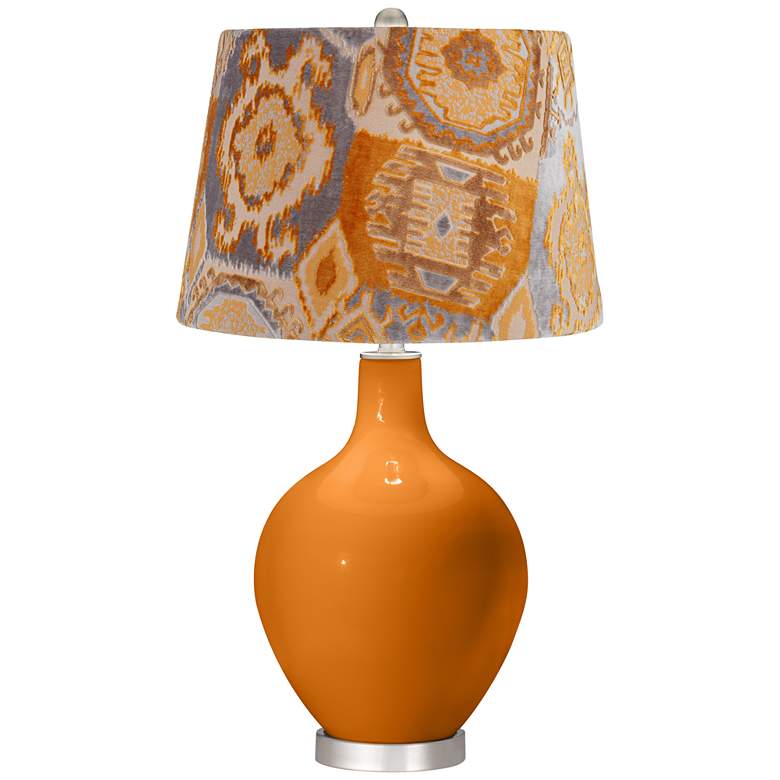 Image 1 Cinnamon Spice Orange Velvet Shade Ovo Table Lamp