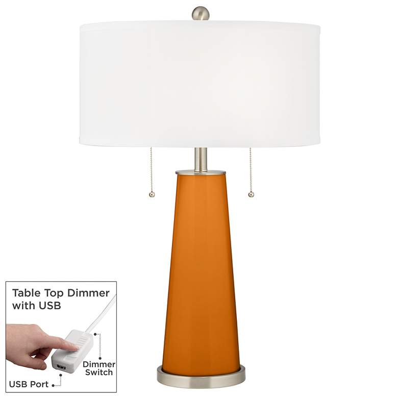 Image 1 Cinnamon Spice Peggy Glass Table Lamp With Dimmer