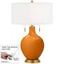 Cinnamon Spice Toby Brass Accents Table Lamp with Dimmer