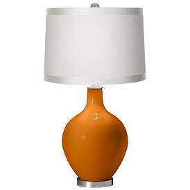 Image1 of Cinnamon Spice White Drum Shade Ovo Table Lamp