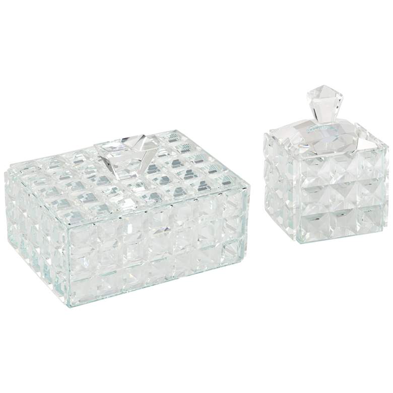 Image 1 Cintella Clear Glass Jewelry Boxes with Lid Set of 2