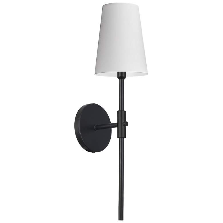 Image 1 Cinthia 21.5" High Matte Black Wall Sconce With White Shade