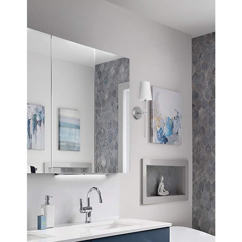 Image 2 Cinthia 21.5" High Polished Chrome Wall Sconce With White Shade more views