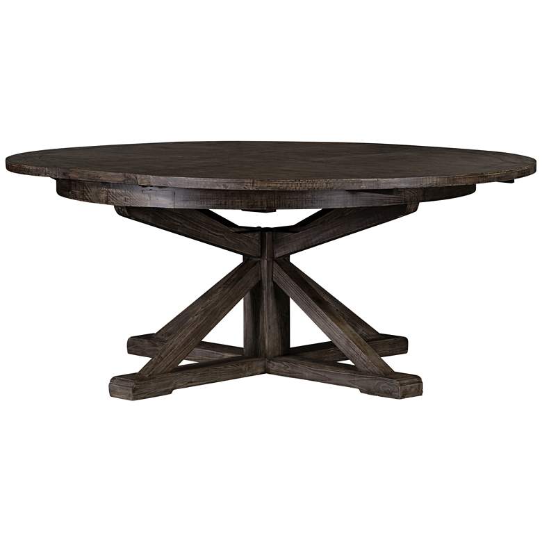 Image 2 Cintra 63" Wide Rustic Black Olive Extension Dining Table