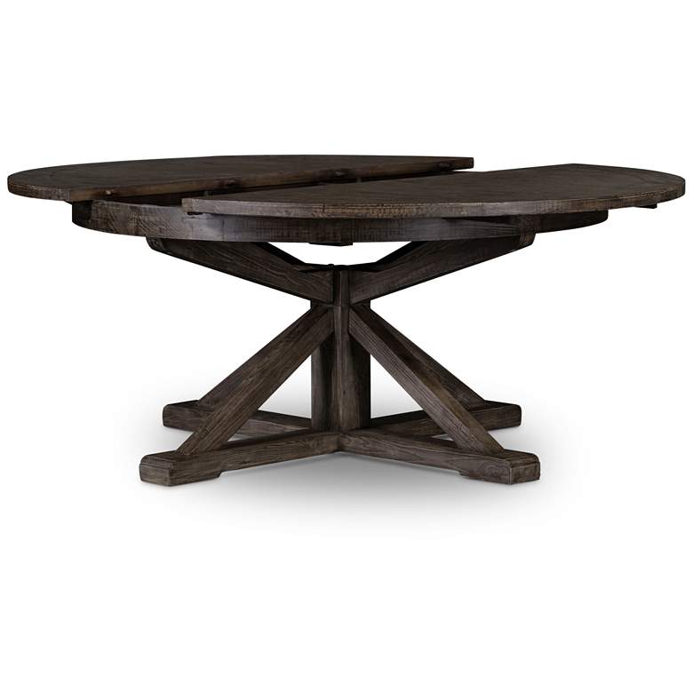 Image 5 Cintra 63" Wide Rustic Black Olive Extension Dining Table more views