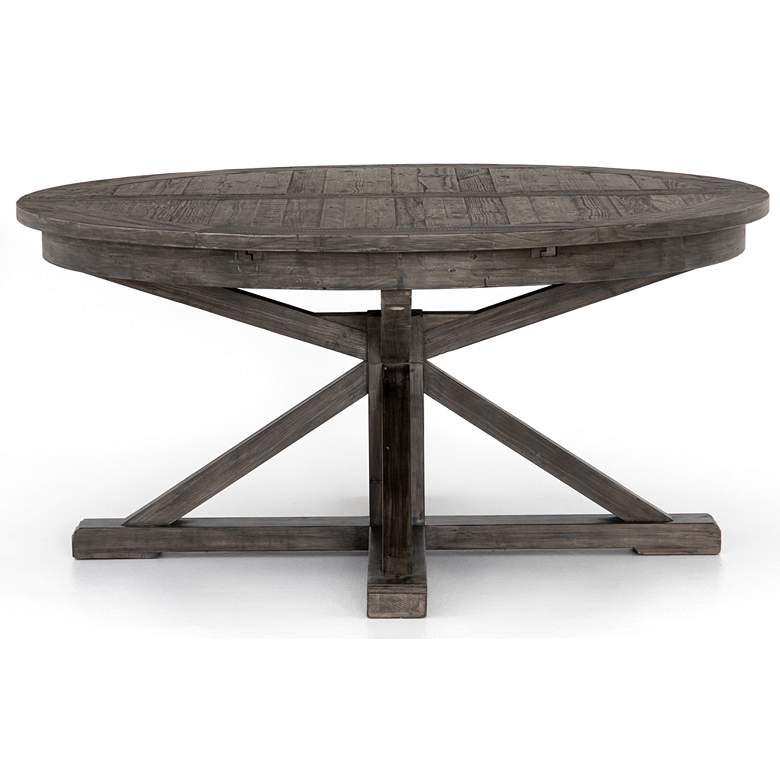 Image 6 Cintra 63 inch Wide Rustic Black Olive Extension Dining Table more views