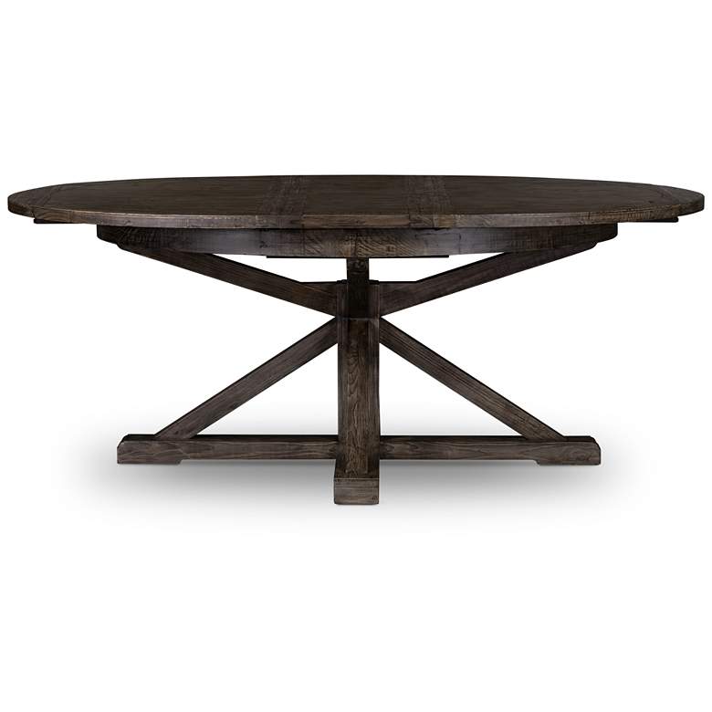 Image 7 Cintra 63" Wide Rustic Black Olive Extension Dining Table more views