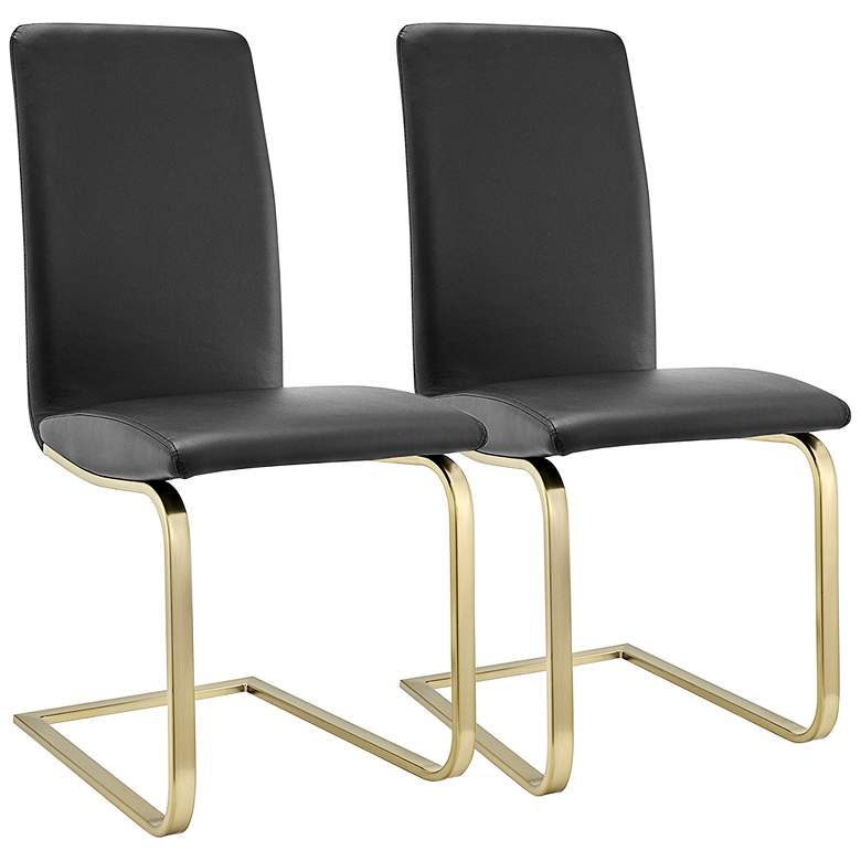 Image 1 Cinzia Black Faux Leather Dining Chairs Set of 2