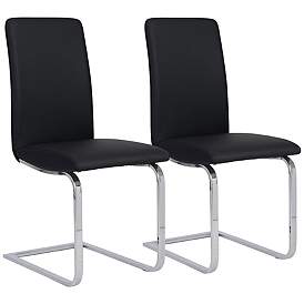 Image1 of Cinzia Black Leatherette Side Chair Set of 2
