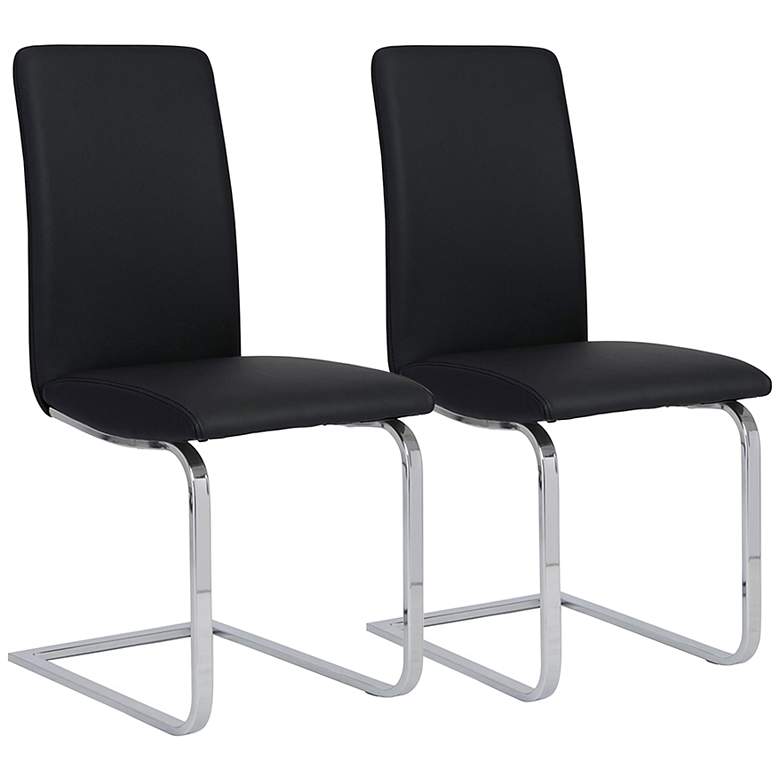 Image 1 Cinzia Black Leatherette Side Chair Set of 2