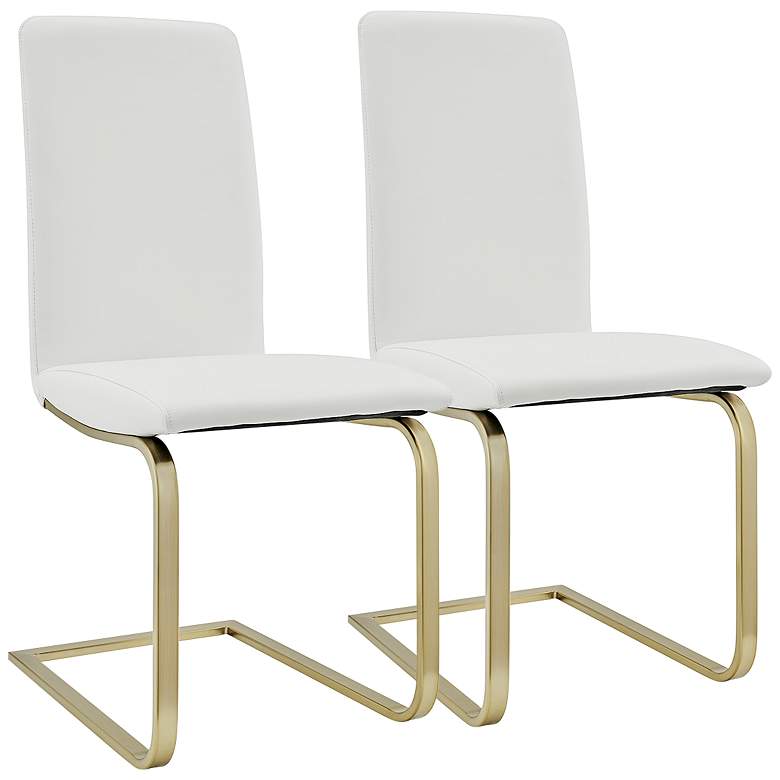 Image 1 Cinzia White Faux Leather Dining Chairs Set of 2