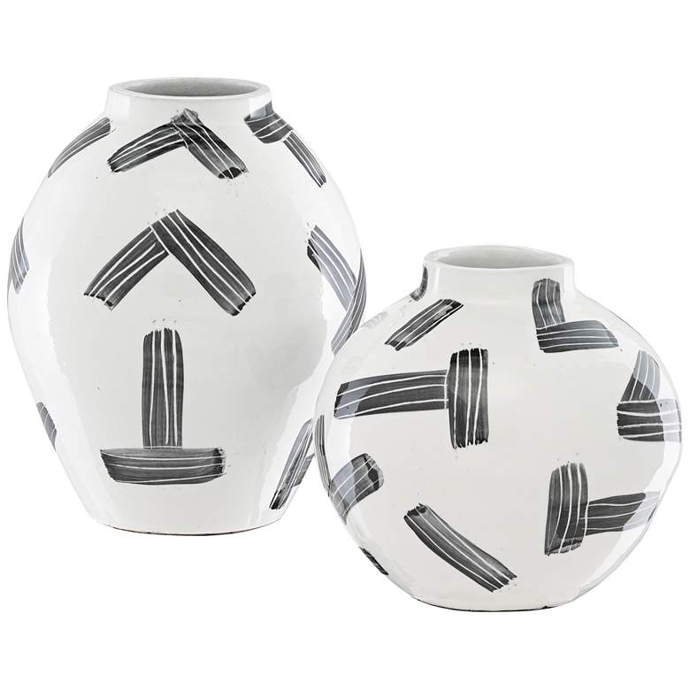 Image 1 Cipher White and Black Terracotta Vases Set of 2