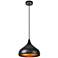 Circa 12 1/2" Wide Black Dome Pendant Light