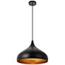 1_Circa 16 1/2" Wide Black Dome Pendant Light