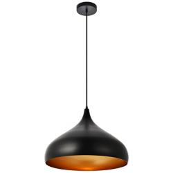 Circa 16 1/2" Wide Black Dome Pendant Light