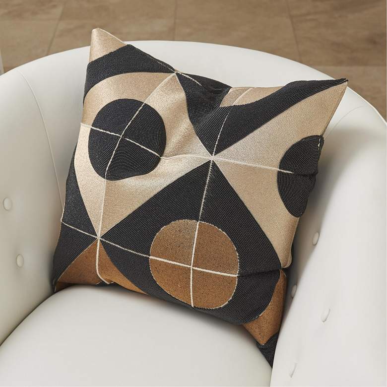 Image 1 Circle Marquetry Multi-Color 20 inch Square Throw Pillow