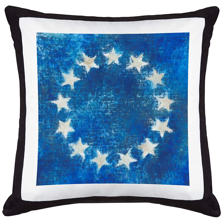 Image 1 Circle of Stars Black Canvas and Microsuede 18 inchW Pillow
