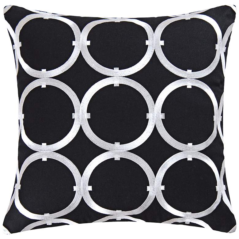 Image 1 Circle on Black 18 inch Square Cotton Throw Pillow