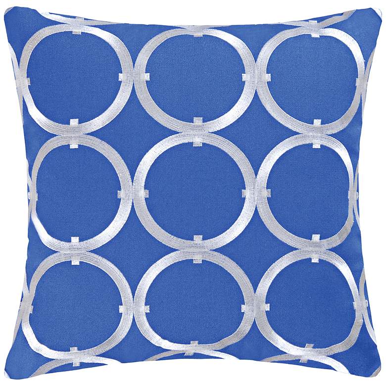 Image 1 Circle on Blue 18 inch Square Cotton Throw Pillow