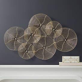 Image1 of Circle Overlap 36" Wide Glossy Gold Metal Wall Art