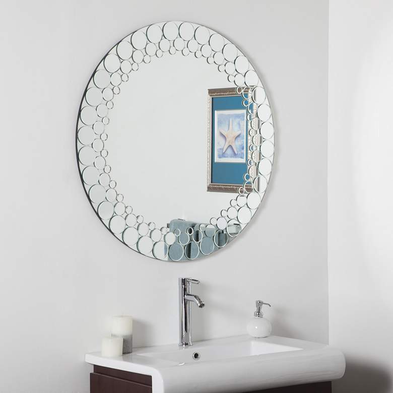 Image 1 Circles 35" Round Frameless Bathroom Wall Mirror
