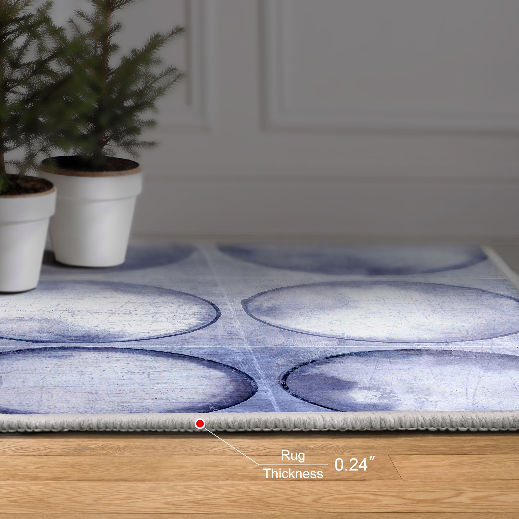 Image 6 Circles of Blue I Washable Geometric Art Area Rug size 8'x10' more views