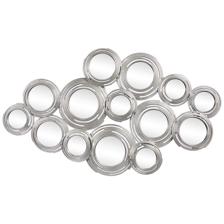 Image 1 Circles of Reflection" Circle Array Mirrors in Metal Frame, Set of 2