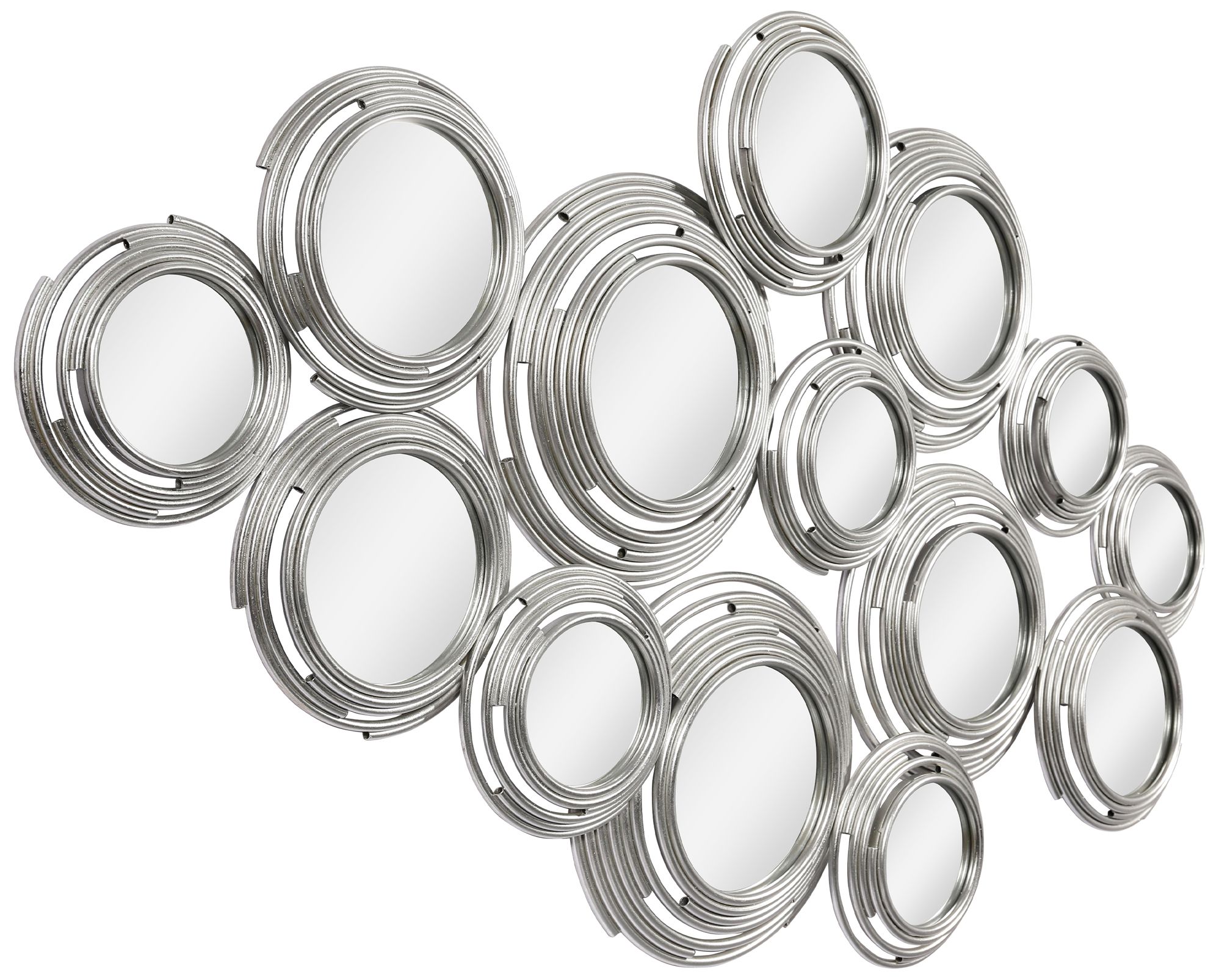 Image 3 Circles of Reflection" Circle Array Mirrors in Metal Frame, Set of 2 more views