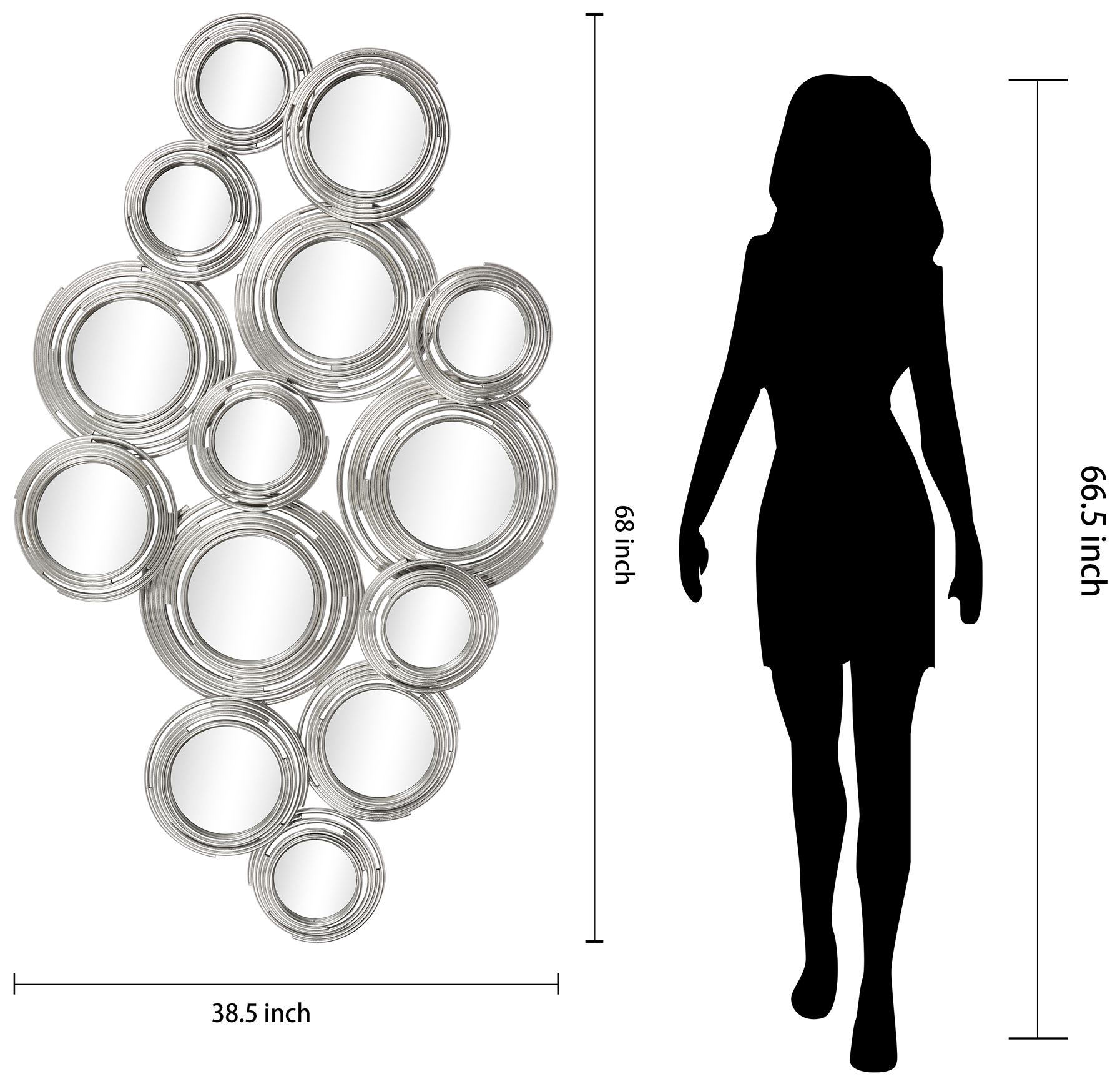 Circles of Reflection" Circle Array Mirrors in Metal Frame, Set of 2