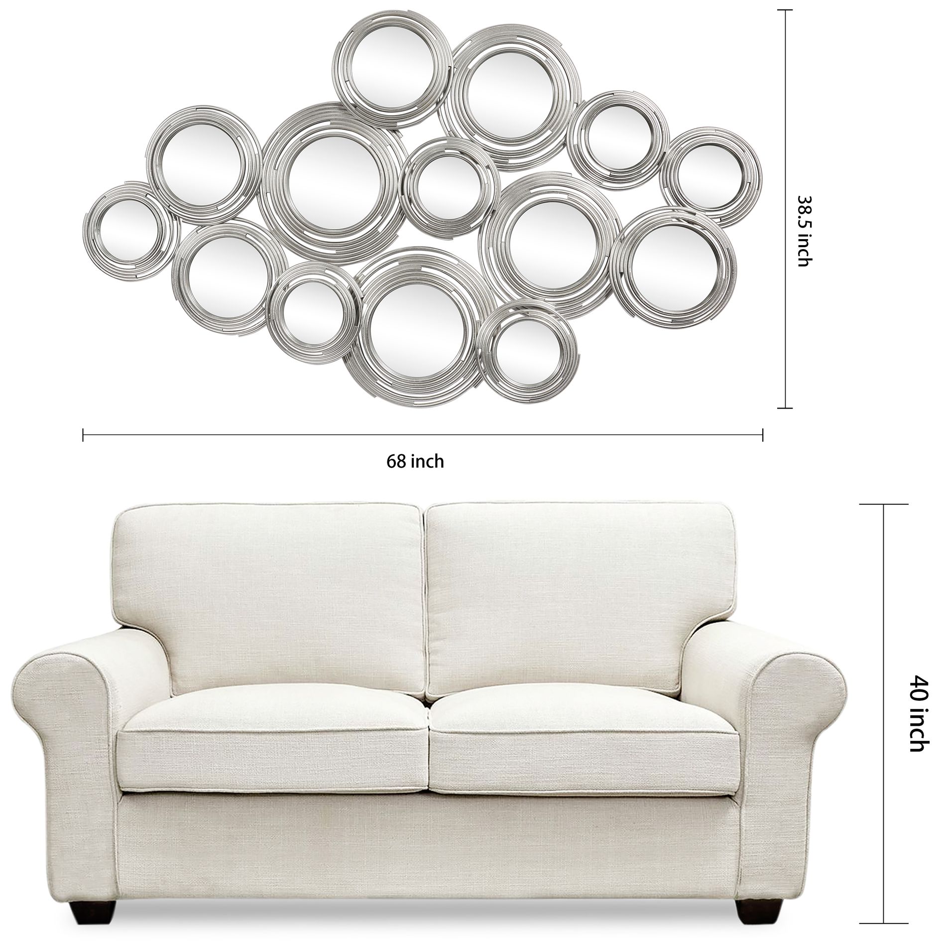 Circles of Reflection" Circle Array Mirrors in Metal Frame, Set of 2