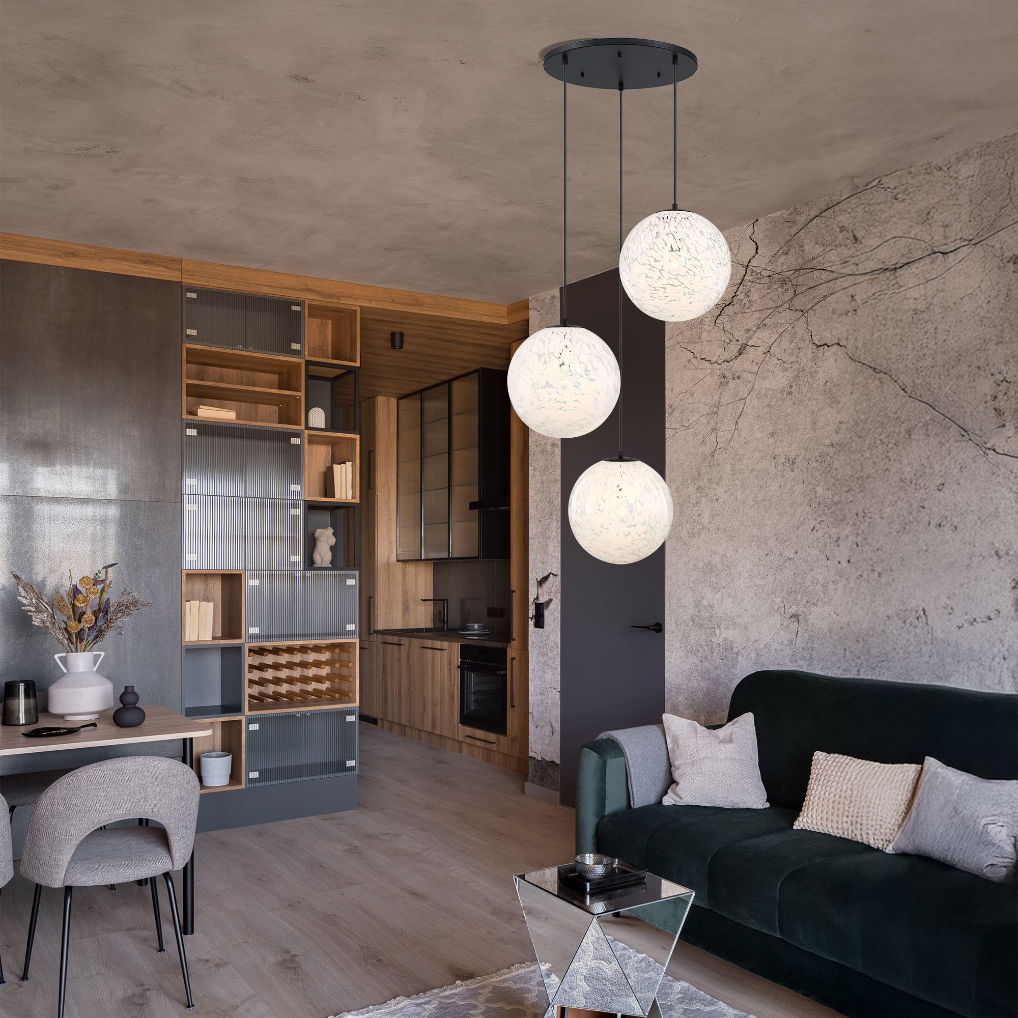 Image 7 Circo 3-Light 14 in. Matte Black Modern Globe Chandelier for Entryways more views