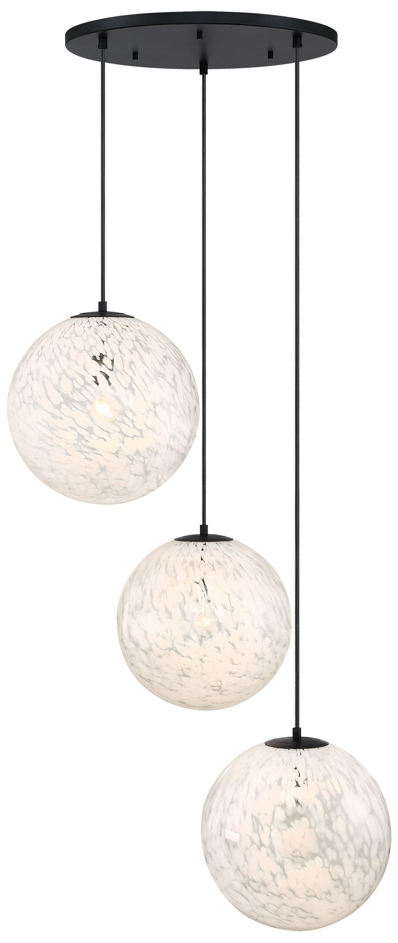 Circo 3-Light 14 in. Matte Black Modern Globe Chandelier for Entryways