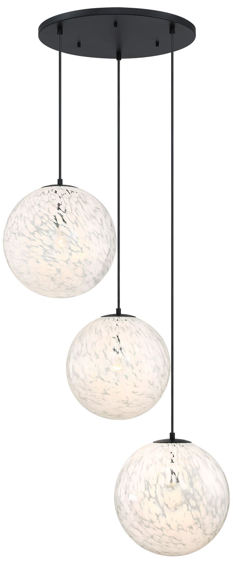 Circo 3-Light 14 in. Matte Black Modern Globe Chandelier for Entryways