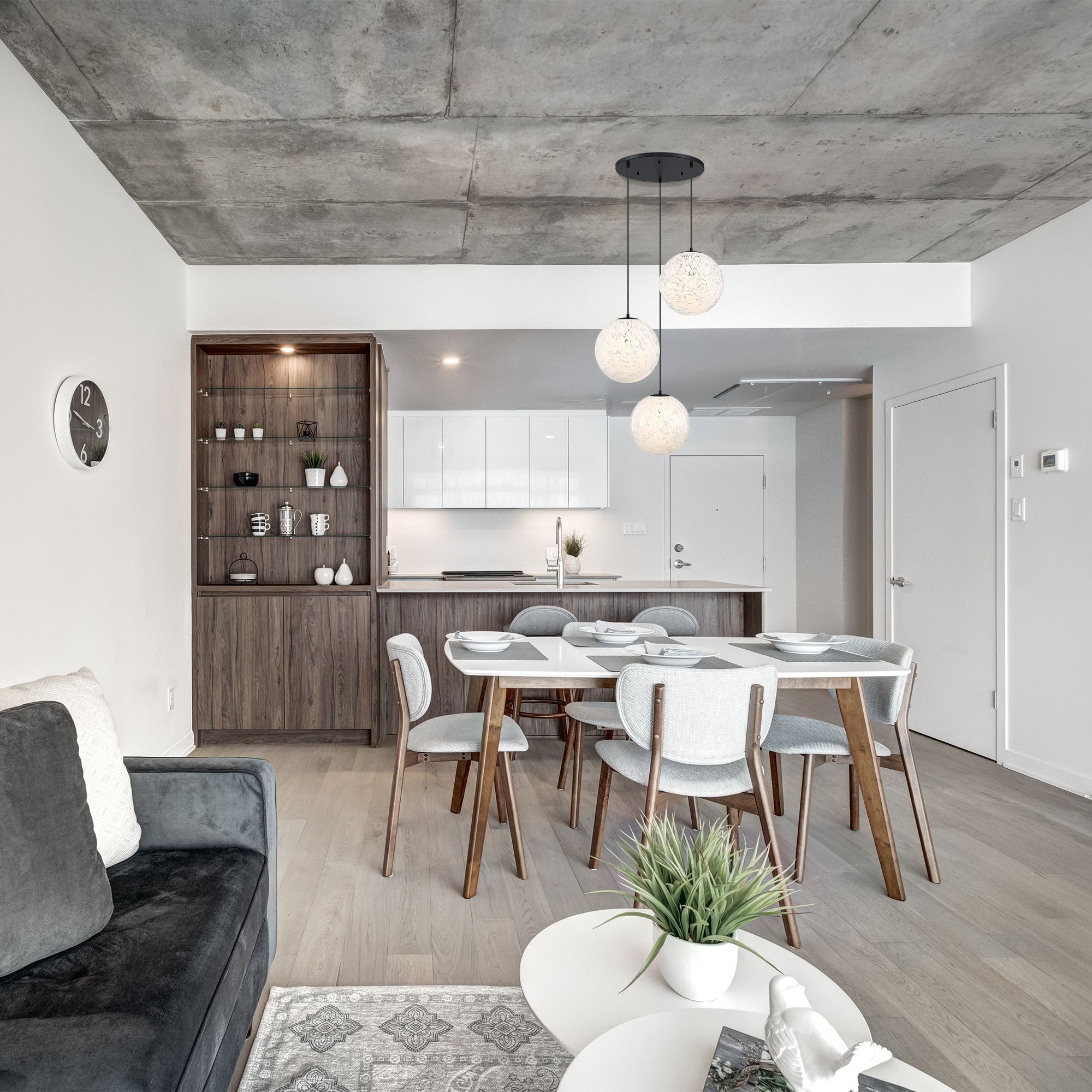 Circo 3-Light 14 in. Matte Black Modern Globe Chandelier for Entryways