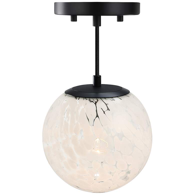 Image 1 Circo 7 in. 1-Light Matte Black Modern Semi-Flush Mount with Glass Shade