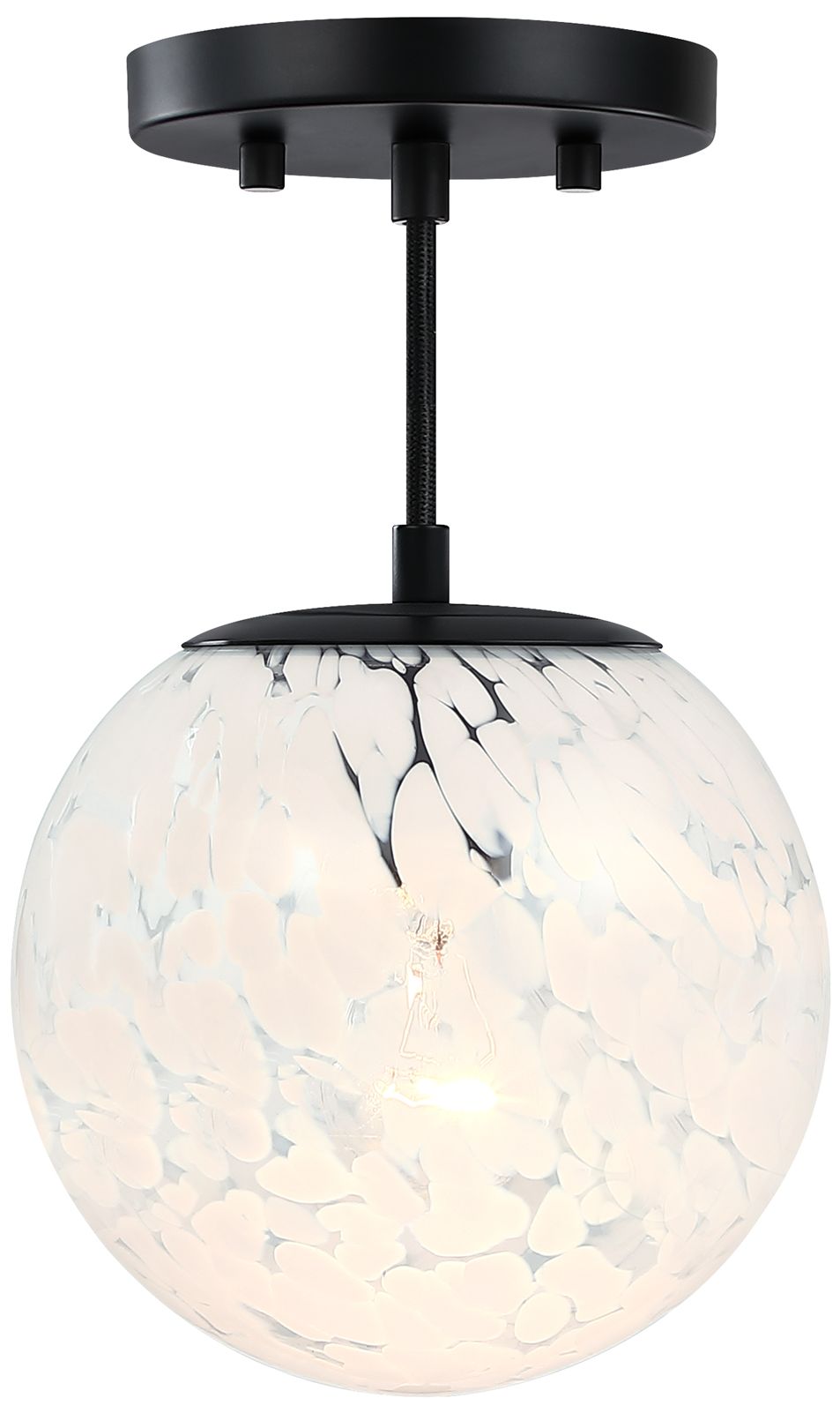 Image 2 Circo 7 in. 1-Light Matte Black Modern Semi-Flush Mount with Glass Shade more views