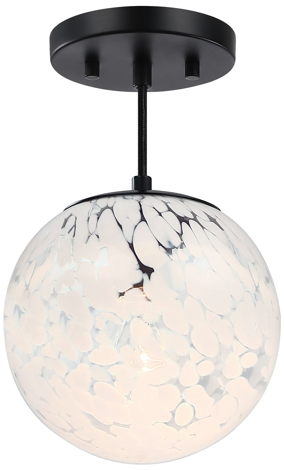 Image 4 Circo 7 in. 1-Light Matte Black Modern Semi-Flush Mount with Glass Shade more views