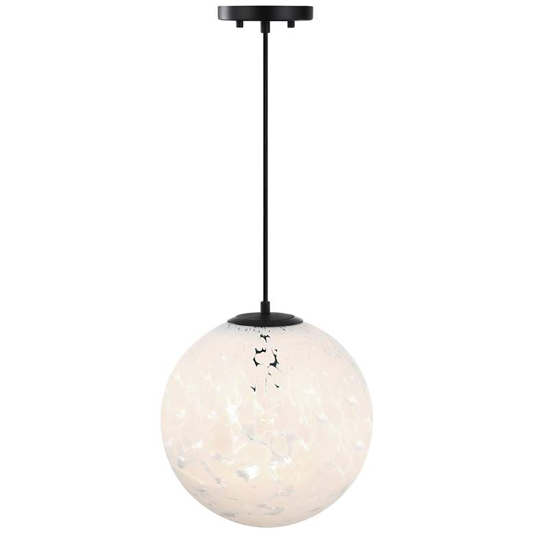 Image 1 Circo Modern Matte Black 12 in. Globe Pendant with White Art Glass Shade