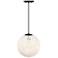 Circo Modern Matte Black 12 in. Globe Pendant with White Art Glass Shade