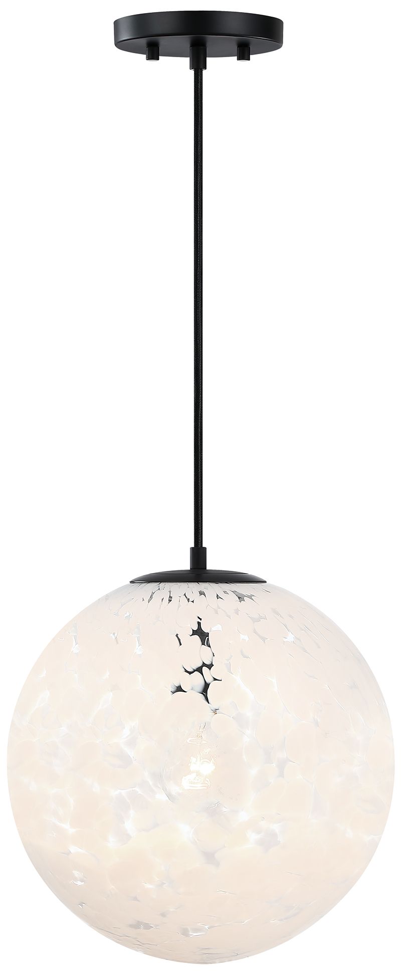 Image 5 Circo Modern Matte Black 12 in. Globe Pendant with White Art Glass Shade more views