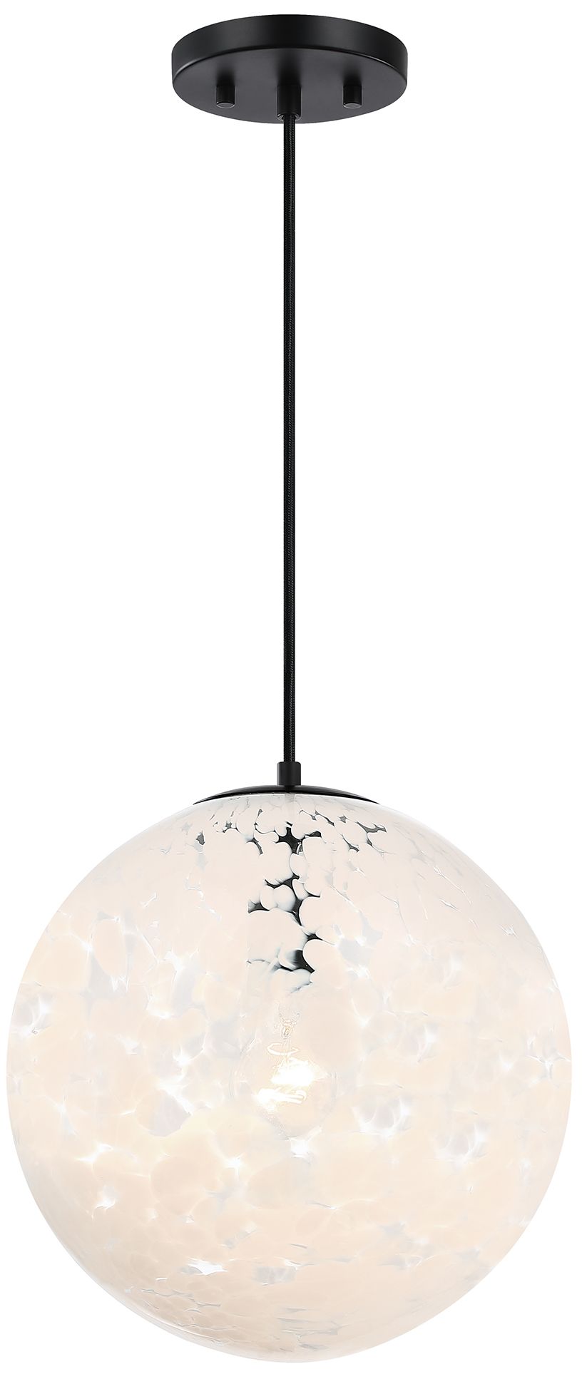 Image 6 Circo Modern Matte Black 12 in. Globe Pendant with White Art Glass Shade more views
