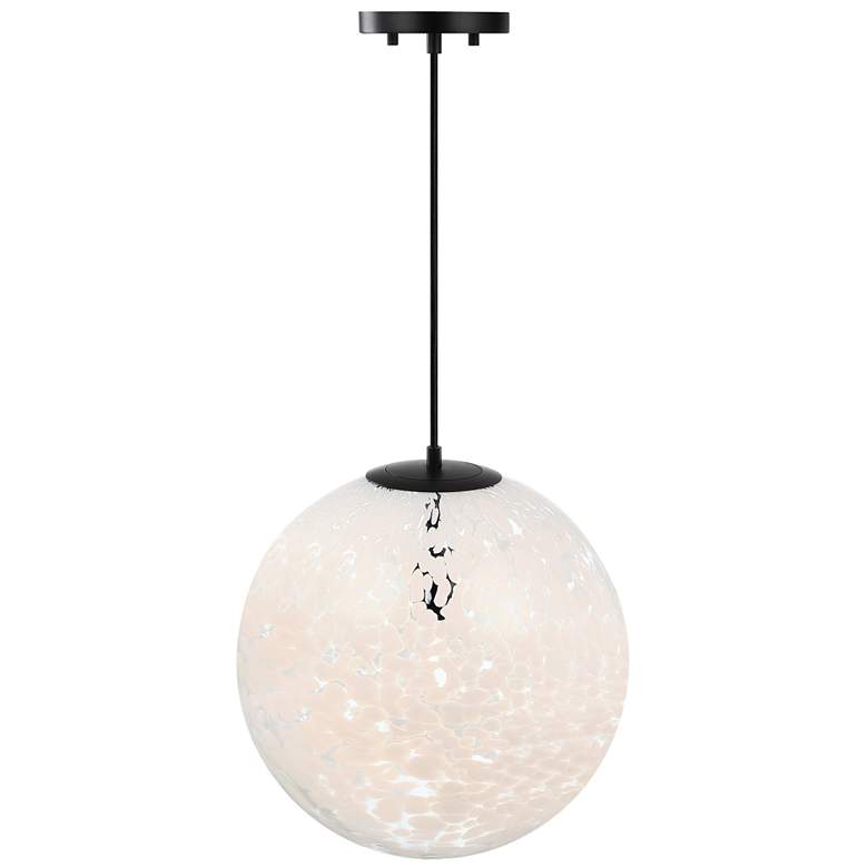 Image 1 Circo Modern Matte Black 14 in. Globe Pendant with White Art Glass Shade