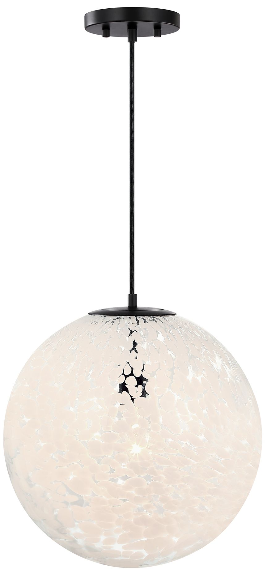 Image 4 Circo Modern Matte Black 14 in. Globe Pendant with White Art Glass Shade more views