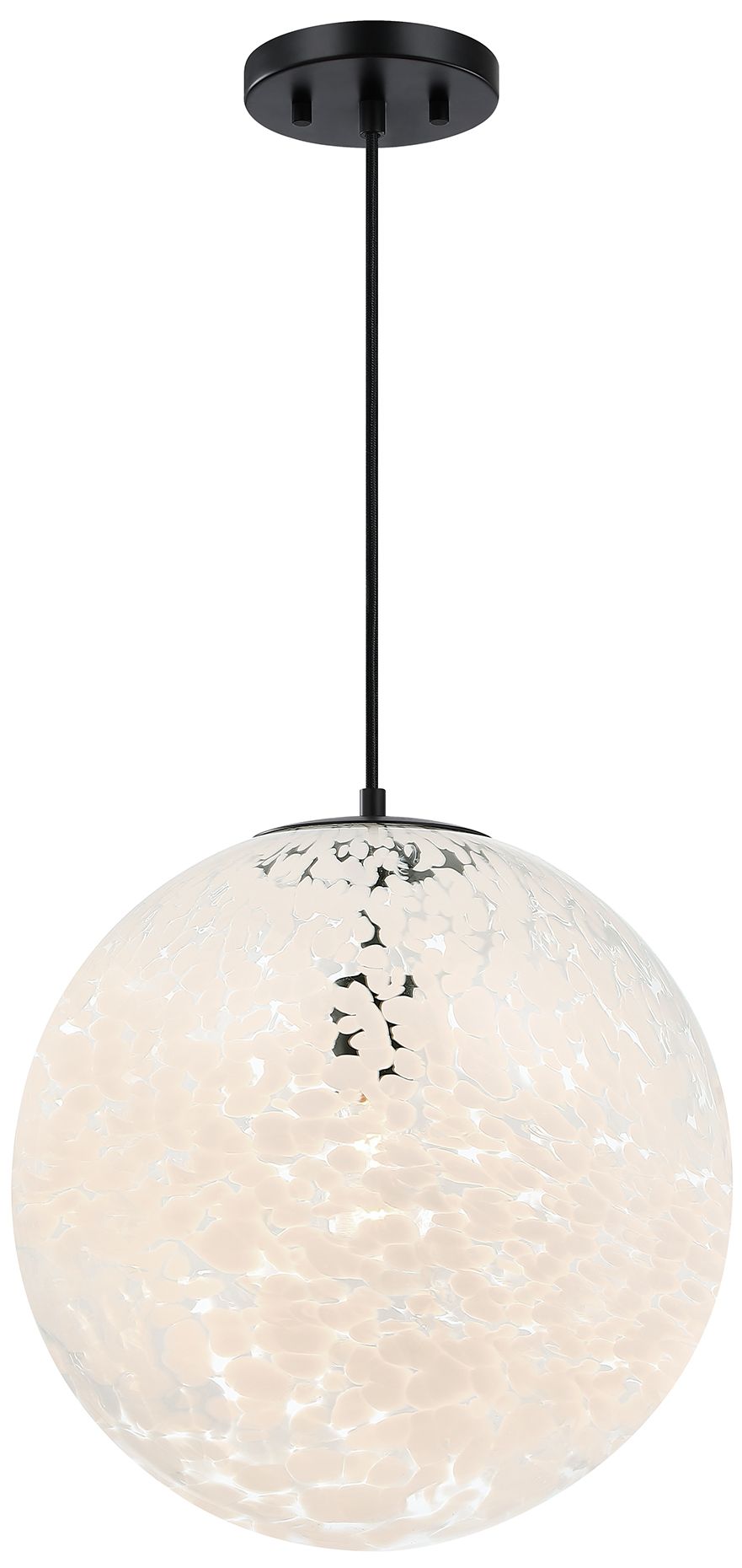 Image 5 Circo Modern Matte Black 14 in. Globe Pendant with White Art Glass Shade more views